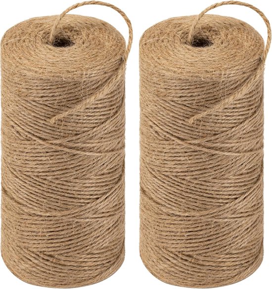Jute rope - 2 rolls - 200m per roll - Brown - Suitable for gardening, crafts, gift wrapping, wedding decorations - Image 1