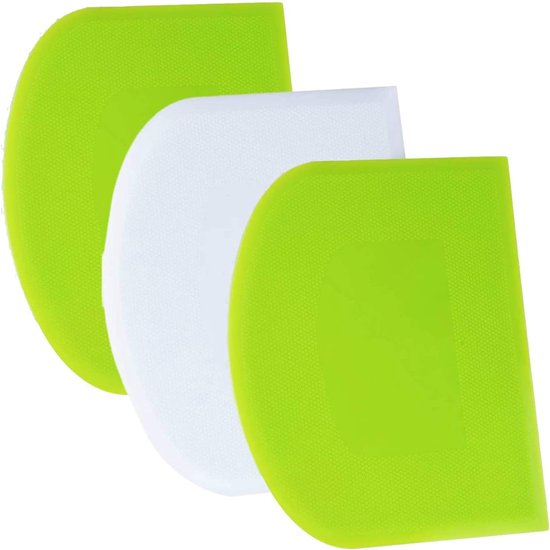 Dough Scraper - 3-Piece - Bread Scraper - Flexible Bowl Scraper - Home Baking Supplies - Green and White - Image 1