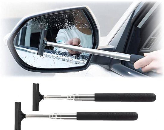 Rearview Mirror Wiper Blades - 2-Piece Set - Telescopic Rearview Mirror Wiper Blades - Portable Wiper Blades - Telescopic up to 98cm - Portable Cleaning Tool for All Vehicles (Black) - Image 1