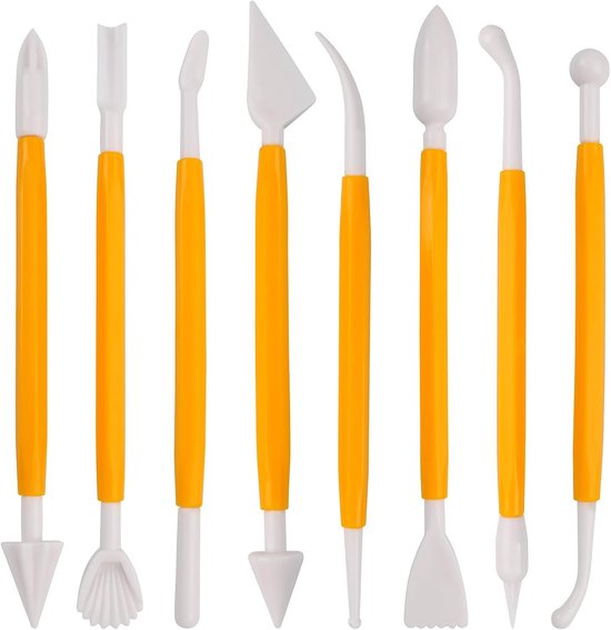 Fondant Modeling Tools - Set of 8 - Decorative Fondant Tools - Decorating Tools - Double-Sided Decorating Tools - Suitable for fondant, baking, clay, modeling, etc. - Image 1