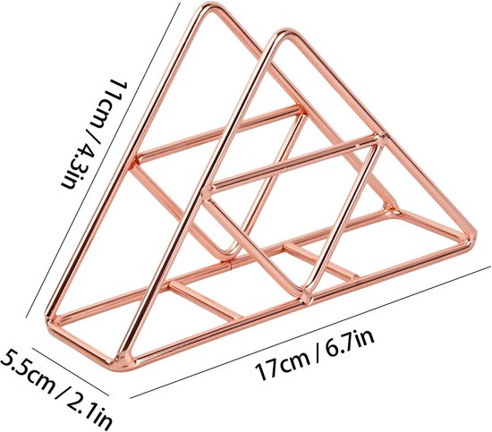 Tissue Holder - Stainless Steel Napkin Holder - Metal Napkin Holder - Triangular Napkin Holder - Paper Napkin Holder - Napkin Holder for Countertop/Dining Table/Picnic Table (Rose Gold) - Image 4