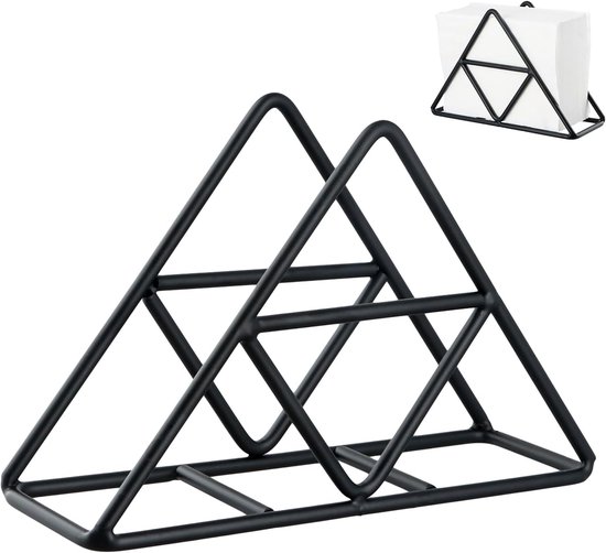 Tissue holder - Stainless steel napkin holder - Metal napkin holder - Triangular napkin holder - Tissue holder - Napkin holder for countertop/dining table/picnic table (black) - Image 1