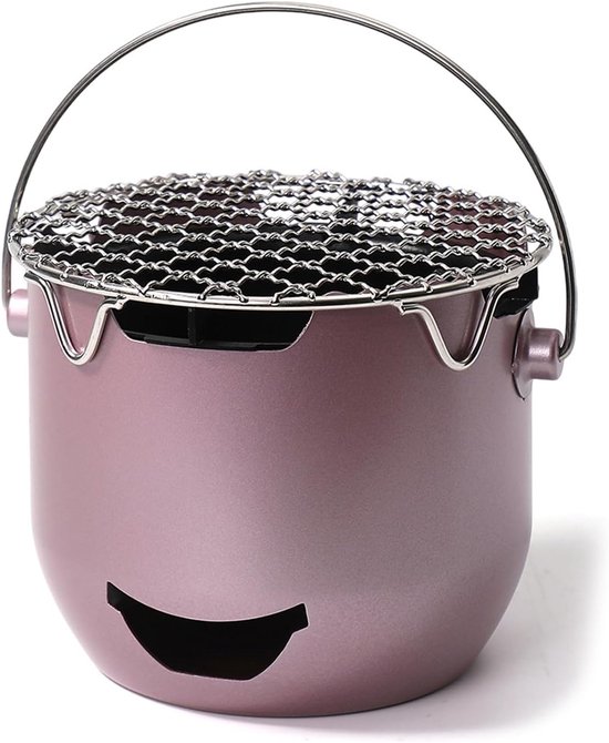Grill - Portable Charcoal Grill - Mini Stainless Steel Charcoal Grill - Small Outdoor Grill - Suitable for Camping, Backyard BBQs, RVs and Picnics (Purple) - Image 1