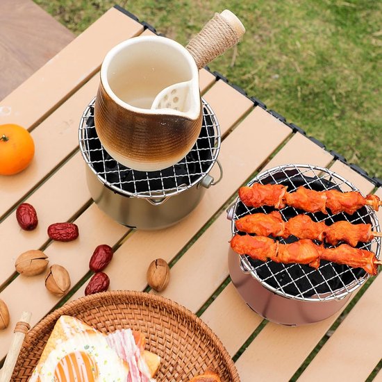 Grill - Portable Charcoal Grill - Mini Stainless Steel Charcoal Grill - Small Outdoor Grill - Suitable for Camping, Backyard BBQs, RVs and Picnics (Purple) - Image 6