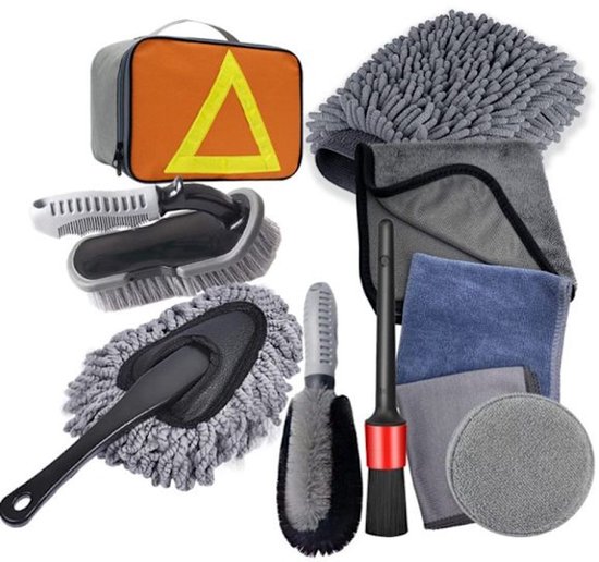 10-piece car wash & polishing set - car wash brushes - car wash tool set - professional accessories with brushes & microfiber cloths - including storage box - Image 1