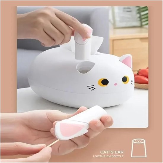 Tissue Box - Tissue Box Organizer with Cat Print - Napkin Holder for the Living Room - Tissue Box for the Kitchen - Toilet Paper Holder for the Bathroom (Black，22*16*13cm) - Image 3