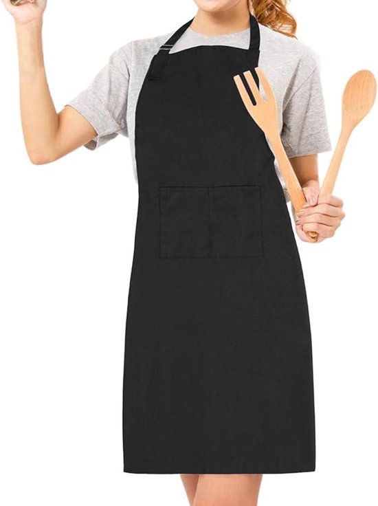 Apron - 1 piece - Cooking apron - Cotton apron - Apron - Work apron - Black cotton apron - Image 1