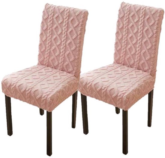 Chair Covers - Pack of 2 - Chair Covers for Home Use - Universal Model - Full Coverage Including Backrest - Stool Covers - Chair Cushions - Non-Slip and Thickened - Pink - Image 1