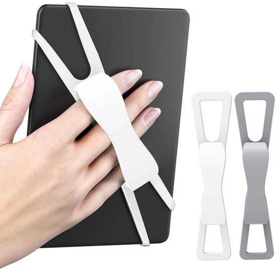 2-Pack Hand Rests for E-Readers & Tablets - Non-Slip & Comfortable to Hold - Suitable for 4.7-8 Inch Screens - White + Gray - Image 1