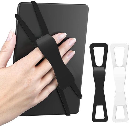 2-Pack Hand Rests for E-Readers & Tablets - Non-Slip & Comfortable to Hold - Suitable for 4.7-8 Inch Screens - Black + White - Image 1