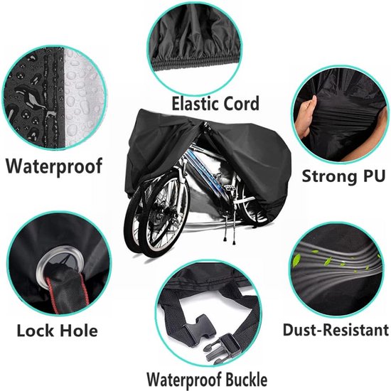 Bicycle cover - Suitable for 2 bicycles - Waterproof for outdoor use - UV protective - Bicycle cover with lock hole - Suitable for mountain bikes and electric bicycles - Image 5