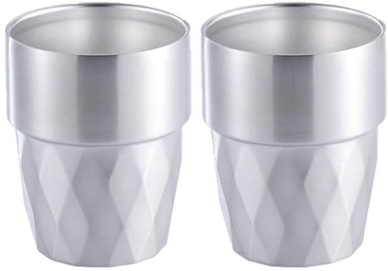 Mugs - 2-piece set - Stainless steel mugs - Double-walled water mugs made of 304 stainless steel - Beer mugs - Coffee mugs - Image 1