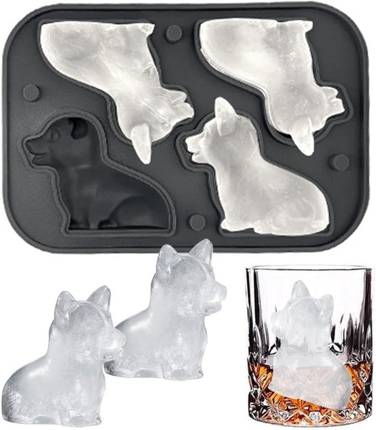 3D Corgi Ice Cube Mold - With Integrated Funnel - Cute Dog Shape - Silicone & Easy De-molding - Image 1
