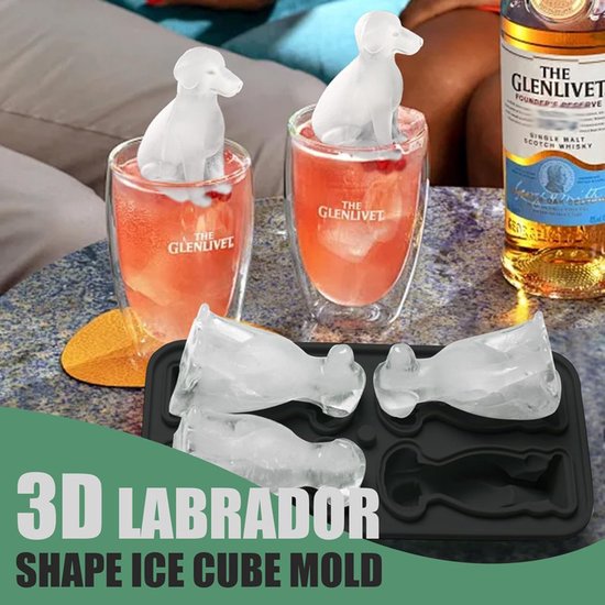 3D Labrador Ice Cube Mold - With Integrated Funnel - Dog Friendly Shape - Silicone & Easy De-molding - Image 2