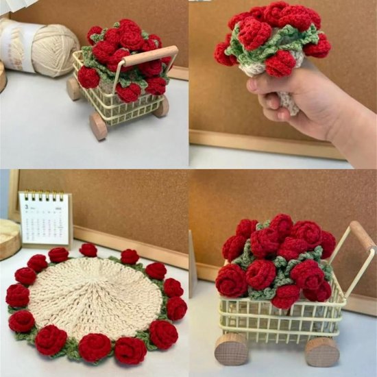 Coasters - Mini Basket Included - Floral Coasters - Vintage Rose Design - Suitable for coffee tables, weddings, housewarming parties, birthdays, etc.（Purple） - Image 3