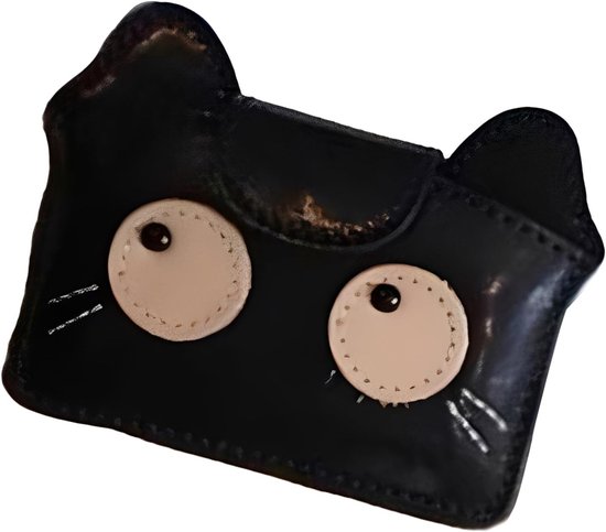 Women's wallet - Solid color - Cat design - A gift for young women and ladies (Black) - Image 3