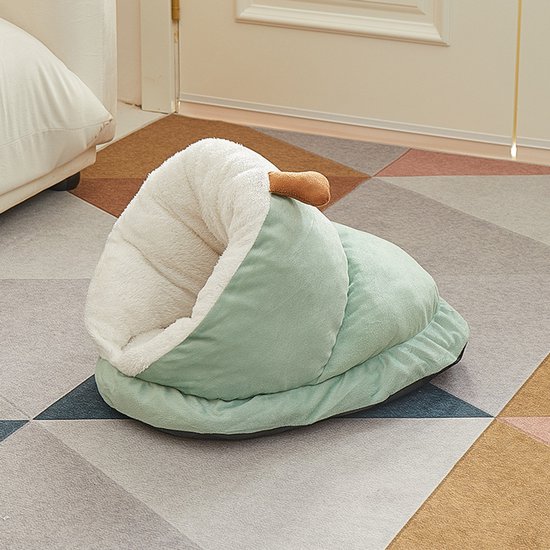 Cat Bed - Comfortable Slipper-Shaped Cat Bed - Semi-Closed Pet Den - Suitable for Indoor Cats and Small Dogs - Warm Plush Cat and Dog Bed - Non-Slip Bottom - 50*35*30 cm - Vegetable - Image 1