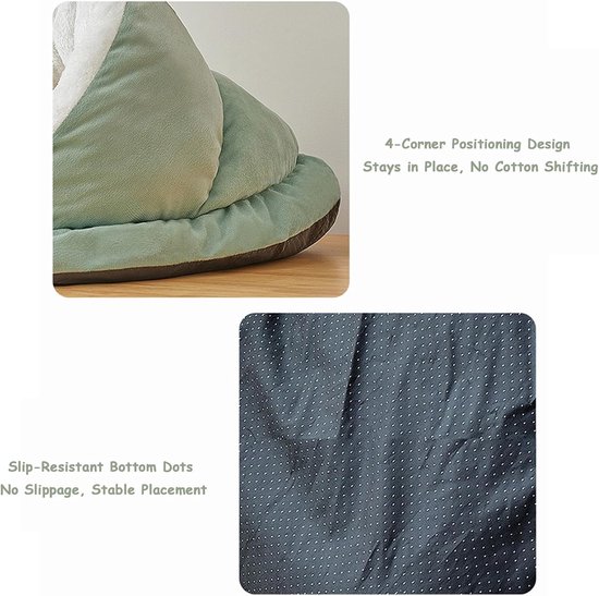 Cat Bed - Comfortable Slipper-Shaped Cat Bed - Semi-Closed Pet Den - Suitable for Indoor Cats and Small Dogs - Warm Plush Cat and Dog Bed - Non-Slip Bottom - 50*35*30 cm - Vegetable - Image 2