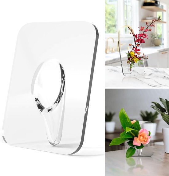 Vase - Minimalist Home Decor Vase - Cute Flower Stand - Photo Frame Style - Acrylic Material - 8 x 6 Inches, Suitable for Tabletop（Transparent Version） - Image 2