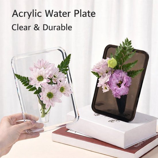 Vase - Minimalist Home Decor Vase - Cute Flower Stand - Photo Frame Style - Acrylic Material - 8 x 6 Inches, Suitable for Tabletop（Transparent Version） - Image 6