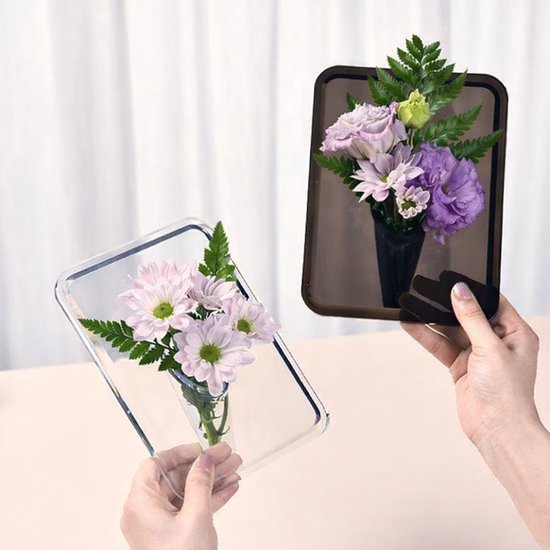 Vase - Minimalist Home Decor Vase - Cute Flower Stand - Photo Frame Style - Acrylic Material - 8 x 6 Inches, Suitable for Tabletop（Gray Version） - Image 4