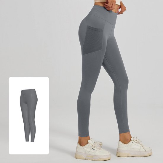 Slim Fit Sports Pants - High Waist Yoga Pants with Side Pockets - Soft and Stretchy Blended Fabric, Breathable and Comfortable - Skinny Fit with Elastic Waist - Suitable for Yoga, Fitness, Walking and Daily Use (Gray, Size L) - Image 1