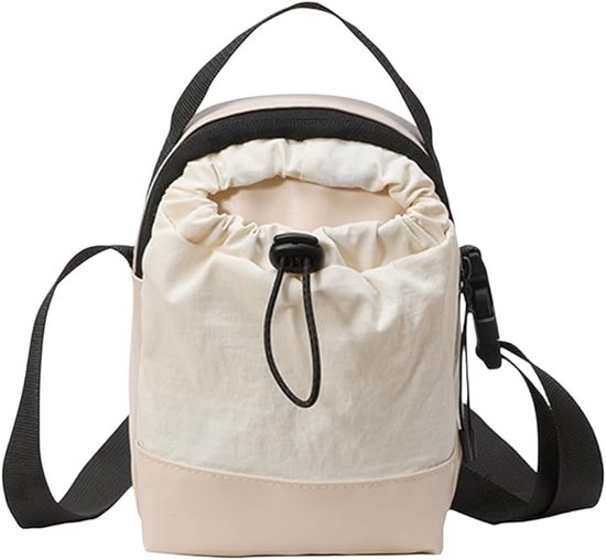 Women's shoulder bag - casual bag - adjustable canvas bag with drawstring - suitable for daily commuting and travel.（White） - Image 1