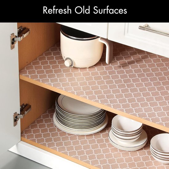 Drawer Mat - Kitchen Drawer Mat - Kitchen Cabinet Shelf Protector - Non-Adhesive, Waterproof EVA Drawer Mat, Easy to Cut to Size for Refrigerator, Cabinet or Chest of Drawers (White, 11.8