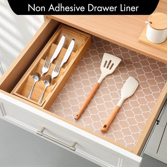 Drawer Mat - Kitchen Drawer Mat - Kitchen Cabinet Shelf Protector - Non-Adhesive, Waterproof EVA Drawer Mat, Easy to Cut to Size for Refrigerator, Cabinet or Chest of Drawers (White, 11.8