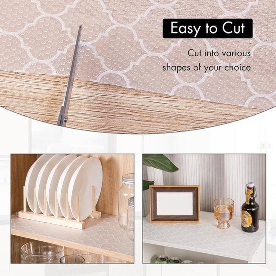 Drawer Mat - Kitchen Drawer Mat - Kitchen Cabinet Shelf Protector - Non-Adhesive, Waterproof EVA Drawer Mat, Easy to Cut to Size for Refrigerator, Cabinet or Chest of Drawers (White, 11.8