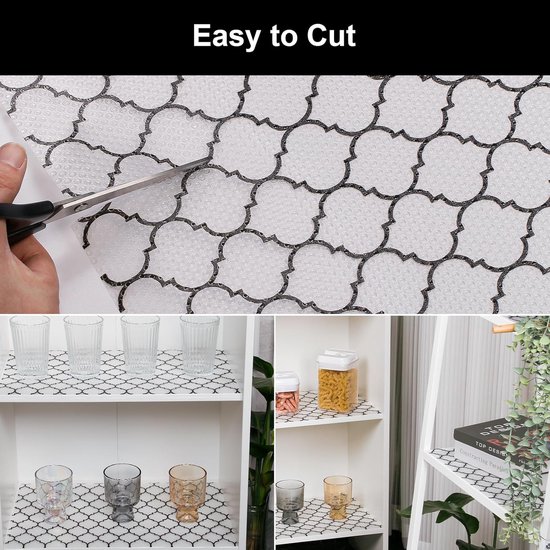 Drawer Mat - Kitchen Drawer Mat - Kitchen Cabinet Shelf Protector - Non-Adhesive, Waterproof EVA Drawer Mat, Easy to Cut to Size for Refrigerator, Cabinet or Chest of Drawers (Black, 11.8