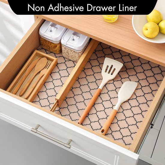 Drawer Mat - Kitchen Drawer Mat - Kitchen Cabinet Shelf Protector - Non-Adhesive, Waterproof EVA Drawer Mat, Easy to Cut to Size for Refrigerator, Cabinet or Chest of Drawers (Black, 11.8