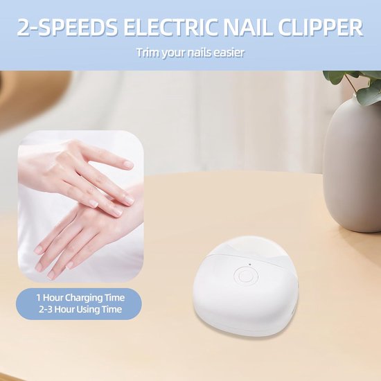 Electric Nail Clipper - Automatic with 2 Speeds & LED Light - Rechargeable via USB-C - For Children and Adults - Image 2