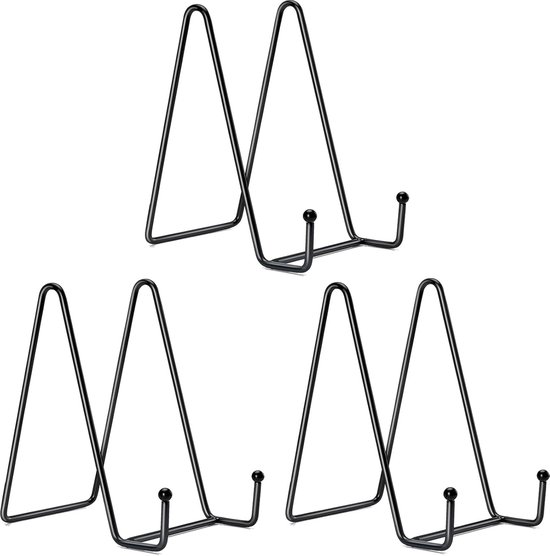 6 Inch Black Metal Display Stands - 3-Pack for Photos, Books & Art - Sturdy Metal Design - Image 1
