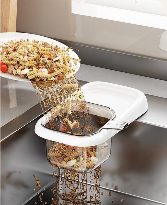 Sink Strainer & Drip Rack - With Suction Cup & Removable Strainer Tray - For Vegetables & Food Leftovers - White - Image 5