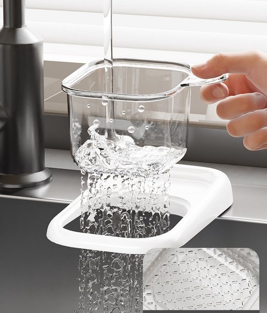 Sink Strainer & Drip Rack - With Suction Cup & Removable Strainer Tray - For Vegetables & Food Waste - Black - Image 3