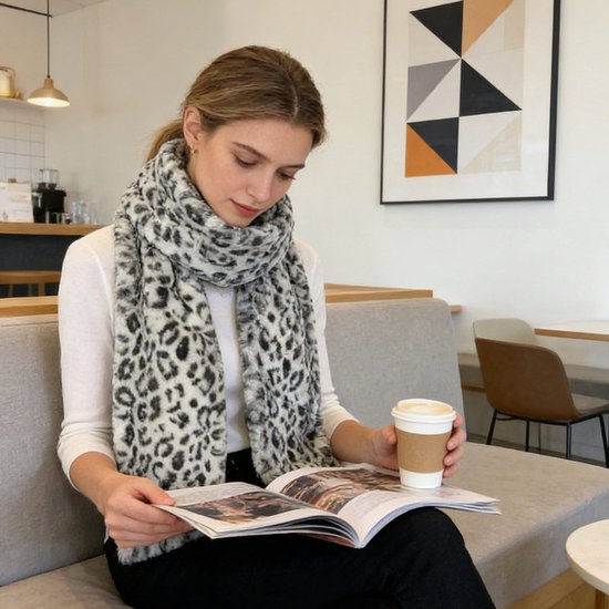 Scarf with Concealed Zipper Pocket - Secure Storage Pocket for Keys & Cards - Downy Soft & Warm - Brown - Image 6