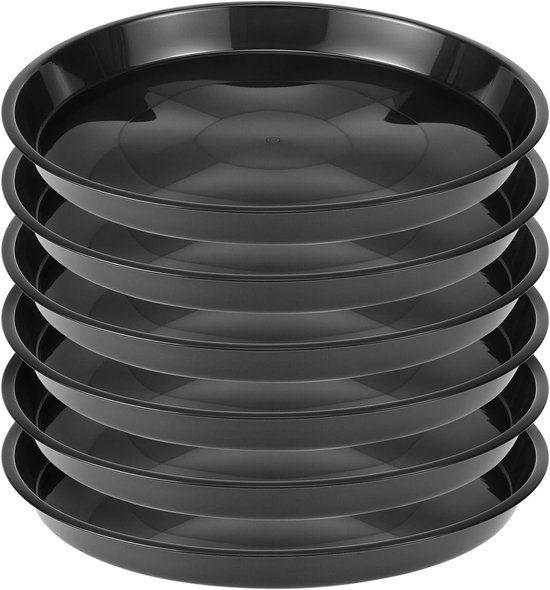 Plant bowls - 6 pieces - Round plant bowls - For flower pots, garden bowls and planters - Black - Image 1