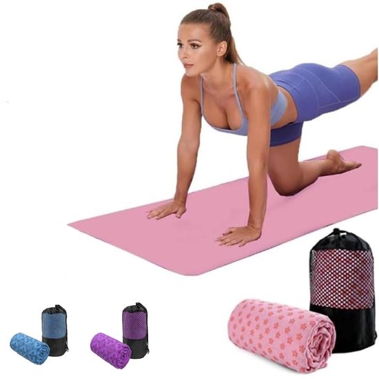 Yoga towel - Yoga towel - Yoga towel - Moisture-regulating and non-slip - Yoga towel - Quick-drying yoga mat fabric - Breathable yoga mat with mesh storage bag - Suitable for hot yoga, pilates and fitness - Pink - Image 1
