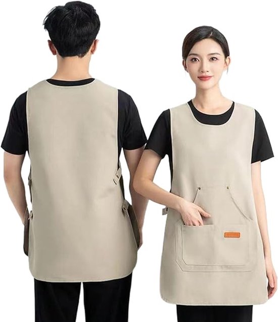 Apron - Vest-style apron - Baking and kitchen wear - Waterproof - Stain resistant - Unisex - Khaki - Image 1