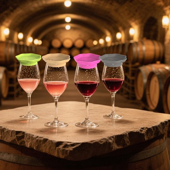 Wine Glass and Snack Tray - 4 Pieces - Draining Silicone Wine Glass and Snack Tray - Non-Slip Lid Coaster - Suitable for appetizers, desserts, family gatherings, and bars - Image 3