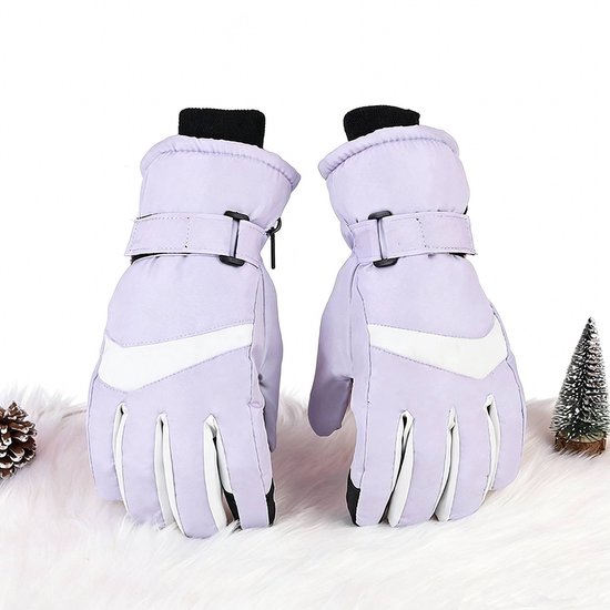 Gloves - Winter ski gloves - Warm gloves - Non-slip, thickened - Waterproof - Suitable for cold weather - Cycling gloves - Size S/M - Purple - Image 1