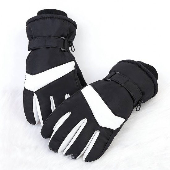 Gloves - Winter ski gloves - Warm gloves - Non-slip, thickened - Waterproof - Suitable for cold weather - Cycling gloves - Sizes S/M - Black and white - Image 1
