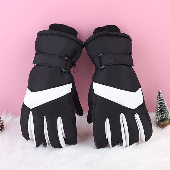 Gloves - Winter ski gloves - Warm gloves - Non-slip, thickened - Waterproof - Suitable for cold weather - Cycling gloves - Sizes S/M - Black and white - Image 2