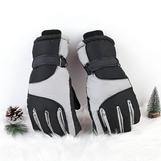 Gloves - Winter ski gloves - Warm gloves - Non-slip, thickened - Waterproof - Suitable for cold weather - Cycling gloves - Sizes S/M - Black/Gray - Image 1