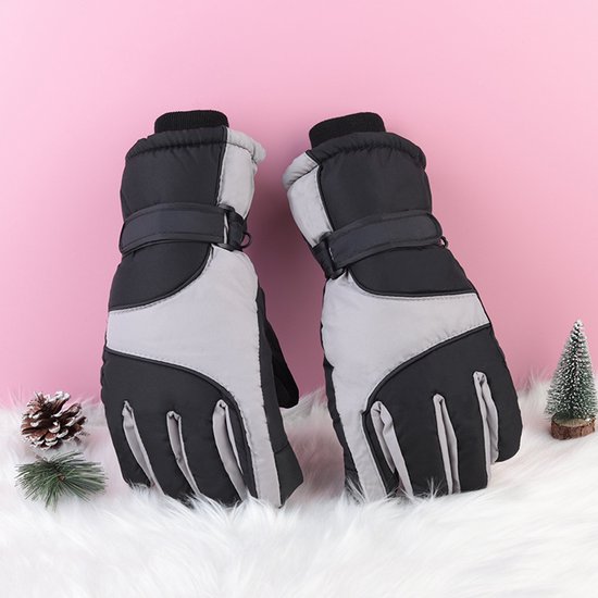 Gloves - Winter ski gloves - Warm gloves - Non-slip, thickened - Waterproof - Suitable for cold weather - Cycling gloves - Sizes S/M - Black/Gray - Image 2