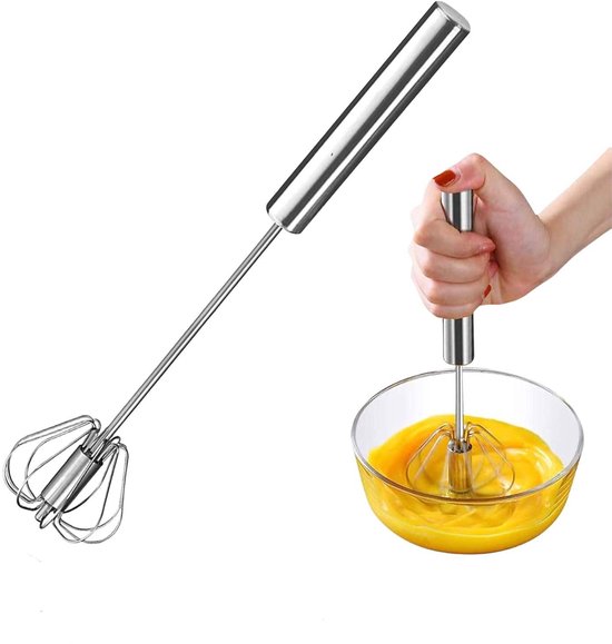 Egg Beater - Stainless Steel Egg Beater - Rotary Push Mixer (Semi-Automatic) - Kitchen Utensils - Egg Beater - Mini Mixer - Cookware - Image 1