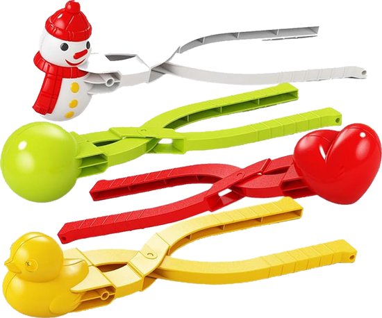 Snowball Maker for Kids | 4 Pieces - Ball/Heart/Duck/Snowman - Safe PP Material | Random Color - Image 1