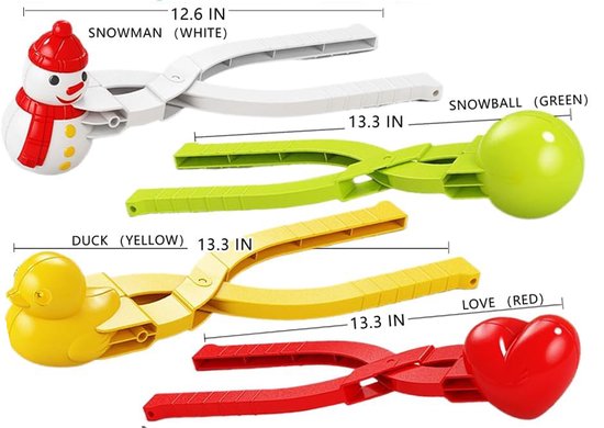 Snowball Maker for Kids | 4 Pieces - Ball/Heart/Duck/Snowman - Safe PP Material | Random Color - Image 2