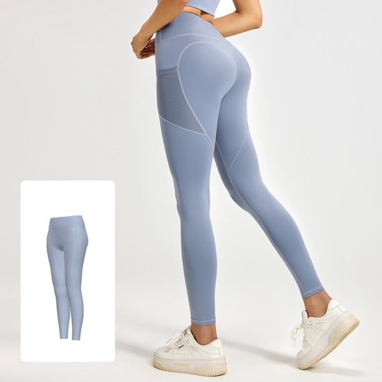 Slim Fit Sports Pants - High Waist Yoga Pants with Side Pockets - Soft and Stretchy Blended Fabric, Breathable and Comfortable - Skinny Fit with Elastic Waist - Suitable for Yoga, Fitness, Walking and Daily Use (Light Blue, Size L) - Image 1